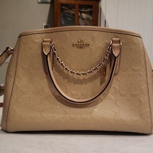Coach Beige Embossed Satchel/Crossbody Bag Size Medium